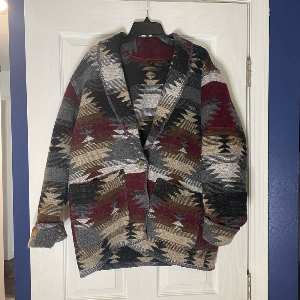 Karen Kane vintage wool blend blanket jacket